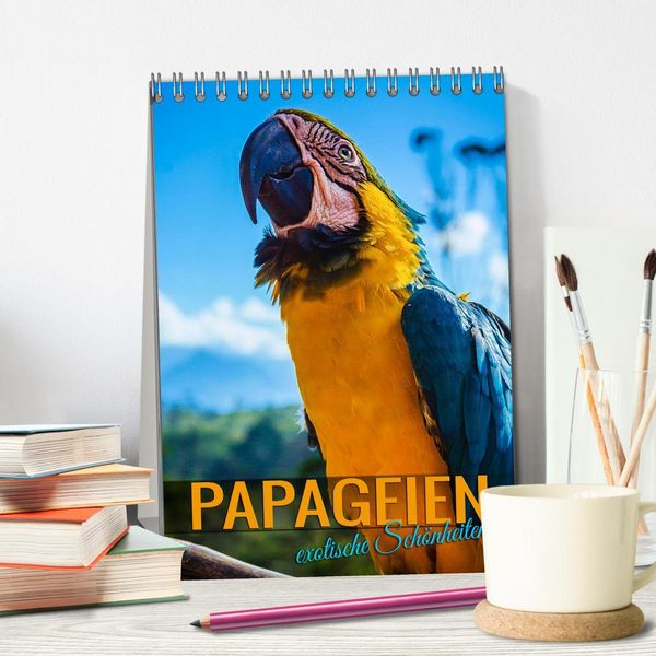 Produktbild: Papageien - exotische Sch&ouml;nheiten (Tischkalender 2026 DIN A5 hoch), CALVENDO Monatskalender