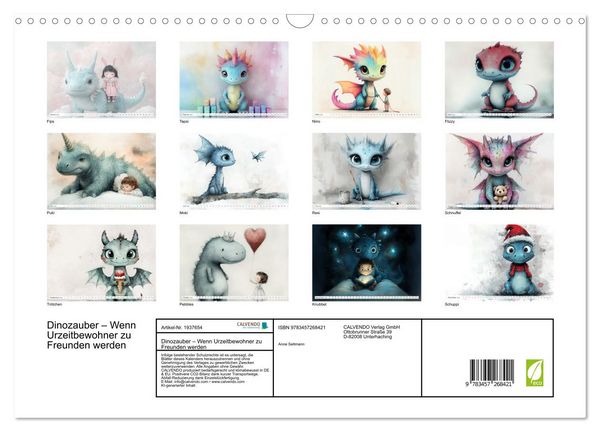 Produktbild: Dinozauber &ndash; Wenn Urzeitbewohner zu Freunden werden (Wandkalender 2026 DIN A3 quer), CALVENDO Monatskalender