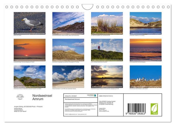 Produktbild: Nordseeinsel Amrum (Wandkalender 2026 DIN A4 quer), CALVENDO Monatskalender