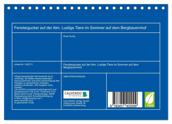 Produktbild: Fenstergucker auf der Alm. Lustige Tiere im Sommer auf dem Bergbauernhof (Tischkalender 2026 DIN A5 quer), CALVENDO Monatskalender