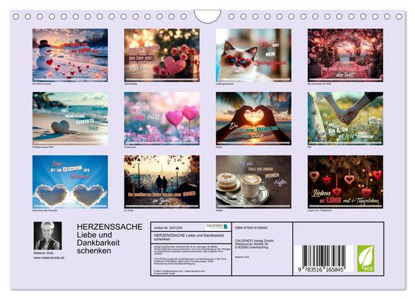 Produktbild: HERZENSSACHE Liebe und Dankbarkeit schenken (Wandkalender 2026 DIN A4 quer), CALVENDO Monatskalender