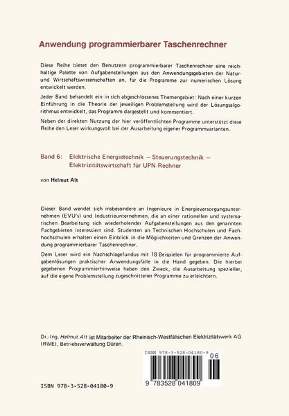 Produktbild: Elektrische Energietechnik, Steuerungstechnik, Elektrizit&auml;tswirtschaft f&uuml;r UPN-Rechner
