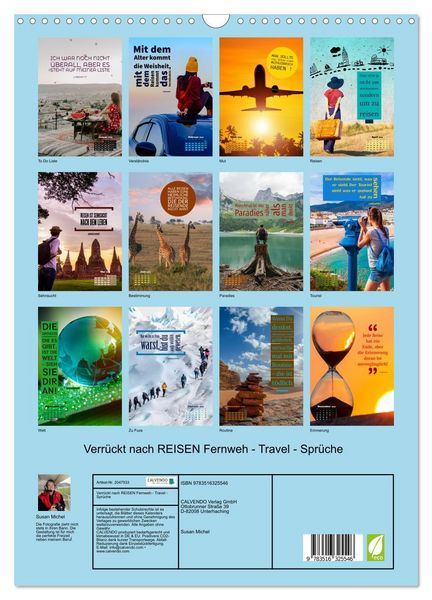 Produktbild: Verr&uuml;ckt nach REISEN Fernweh - Travel - Spr&uuml;che (Wandkalender 2026 DIN A3 hoch), CALVENDO Monatskalender
