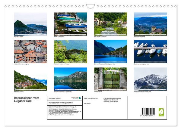 Produktbild: Impressionen vom Luganer See (Wandkalender 2026 DIN A3 quer), CALVENDO Monatskalender