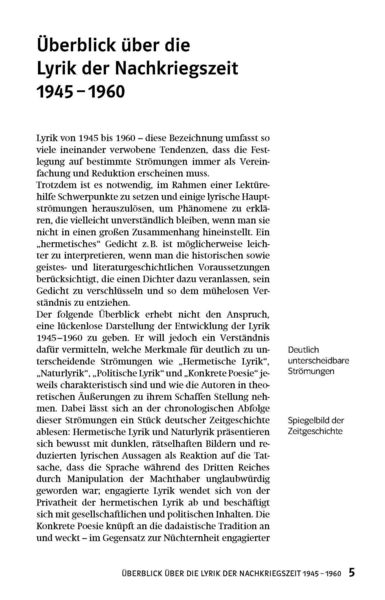 Produktbild: Klett Lekt&uuml;rehilfen Lyrik der Nachkriegszeit 1945 - 1960