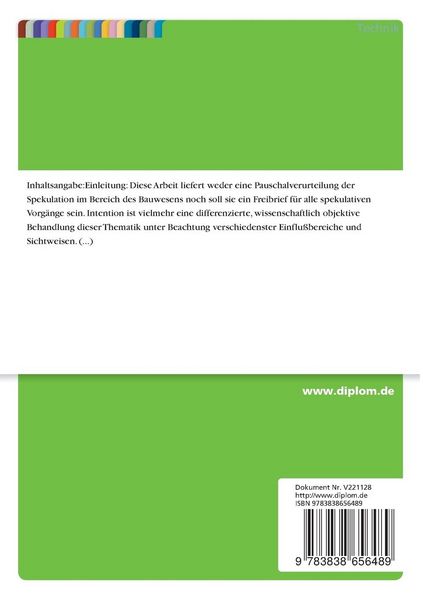 Produktbild: Spekulation in der Bauwirtschaft