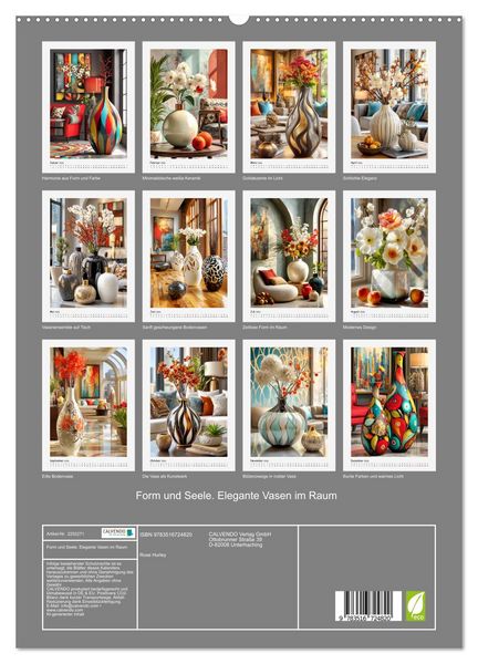 Produktbild: Form und Seele. Elegante Vasen im Raum (hochwertiger Premium Wandkalender 2026 DIN A2 hoch), Kunstdruck in Hochglanz