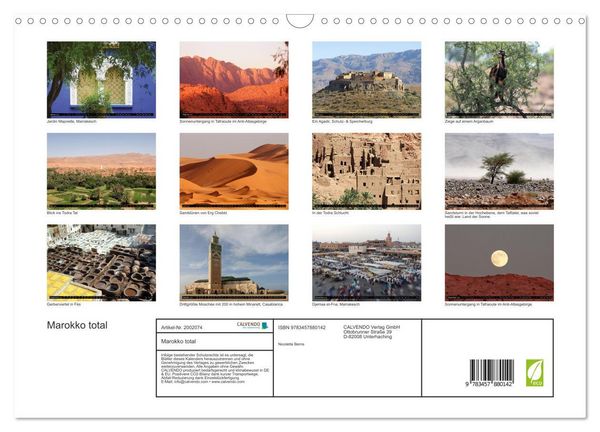 Produktbild: Marokko total (Wandkalender 2026 DIN A3 quer), CALVENDO Monatskalender