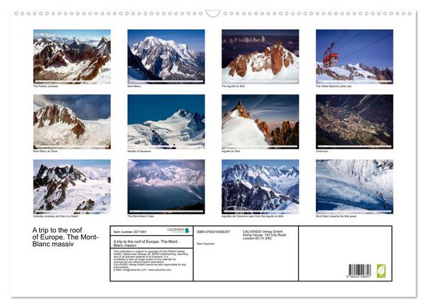 Produktbild: A trip to the roof of Europe. The Mont-Blanc massiv (Wall Calendar 2026 DIN A2 landscape), CALVENDO 12 Month Wall Calendar