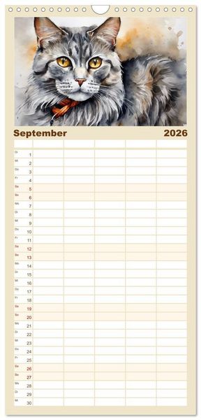 Produktbild: Familienplaner 2026 - Samtpfoten im Portrait mit 5 Spalten (Wandkalender, 21 x 45 cm) CALVENDO