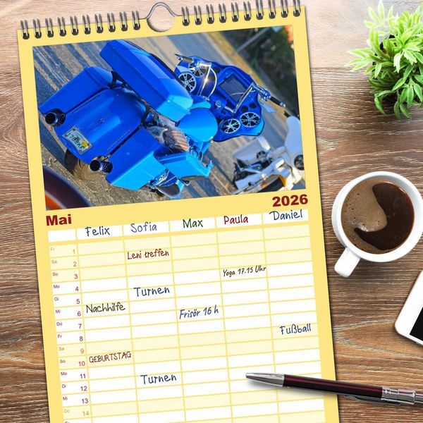 Produktbild: Familienplaner 2026 - BEST OF HARLEY-DAVIDSON BAGGER-STYLE mit 5 Spalten (Wandkalender, 21 x 45 cm) CALVENDO