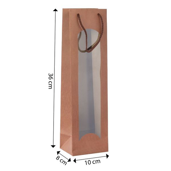 Produktbild: Idena Flaschentasche mit Fenster kupfer 10x36x8cm 210g/m&sup2;
