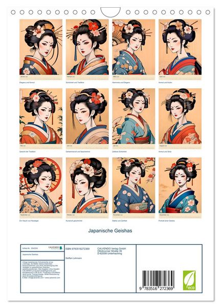 Produktbild: Japanische Geishas (Wandkalender 2026 DIN A4 hoch), CALVENDO Monatskalender