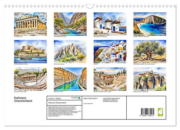 Produktbild: Kalimera Griechenland (Wandkalender 2026 DIN A3 quer), CALVENDO Monatskalender