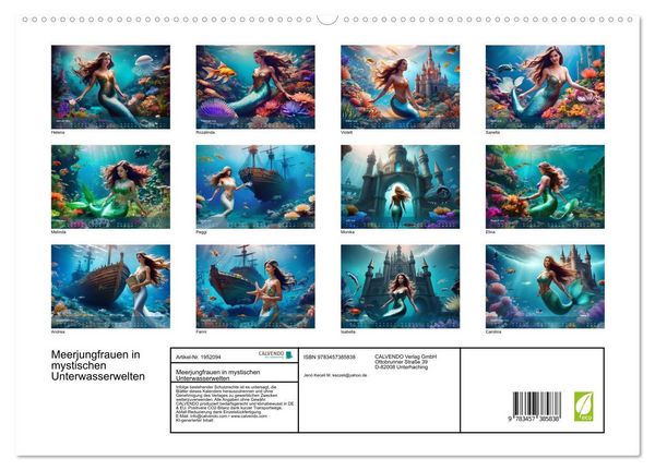 Produktbild: Meerjungfrauen in mystischen Unterwasserwelten (hochwertiger Premium Wandkalender 2026 DIN A2 quer), Kunstdruck in Hochglanz