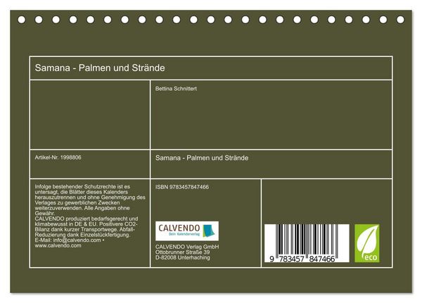 Produktbild: Samana - Palmen und Str&auml;nde (Tischkalender 2026 DIN A5 quer), CALVENDO Monatskalender