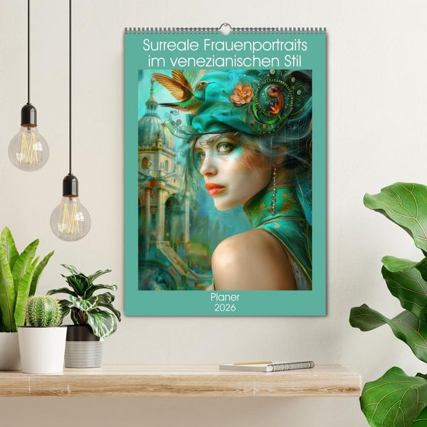 Produktbild: Surreale Frauenportraits im venezianischen Stil - Planer (Wandkalender 2026 DIN A2 hoch), CALVENDO Monatskalender
