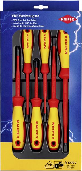 Produktbild: Knipex VDE Schraubendreher-Set 6teilig Schlitz, Kreuzschlitz Phillips