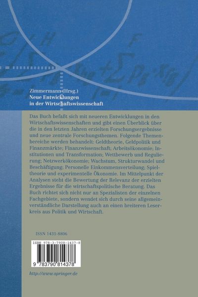 Produktbild: Neue Entwicklungen in der Wirtschaftswissenschaft