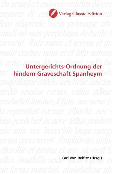 Produktbild: Untergerichts-Ordnung der hindern Graveschaft Spanheym