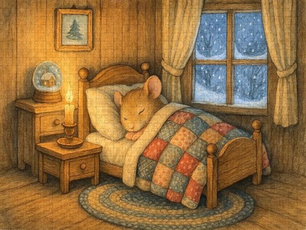 Produktbild: CALVENDO Puzzle Winternachtstraum der kleinen Maus | 1000 Teile Lege-Gr&ouml;&szlig;e 64x48cm Foto-Puzzle f&uuml;r gl&uuml;ckliche Stunden