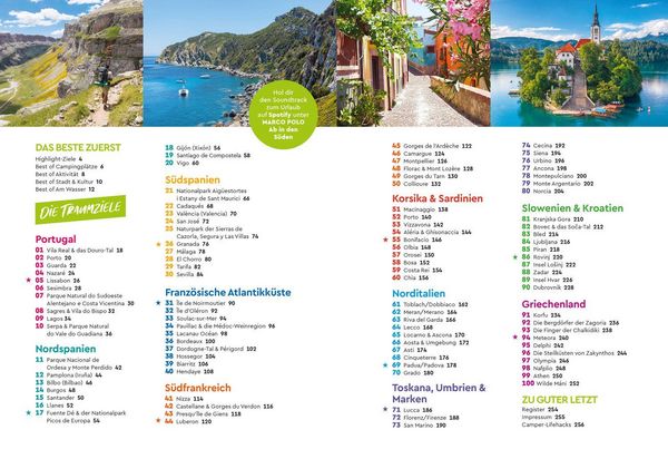 Produktbild: MARCO POLO Ab in den S&uuml;den! 100 traumhafte Campingziele von Portugal &uuml;ber Frankreich bis Griechenland