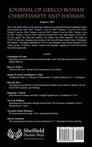 Produktbild: Journal of Greco-Roman Christianity and Judaism 9 (2013)