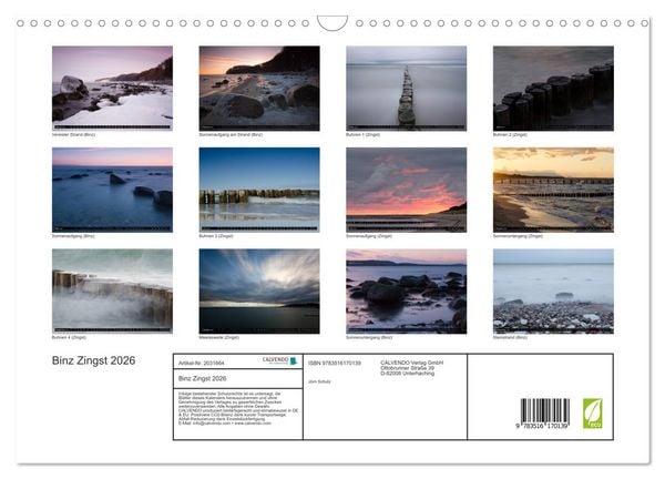 Produktbild: Binz Zingst 2026 (Wandkalender 2026 DIN A3 quer), CALVENDO Monatskalender