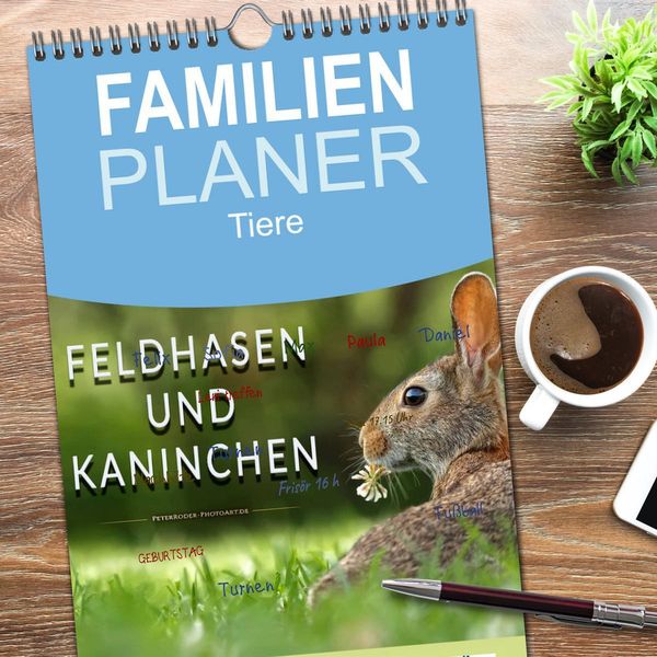 Produktbild: Familienplaner 2026 - Feldhasen und Kaninchen mit 5 Spalten (Wandkalender, 21 x 45 cm) CALVENDO