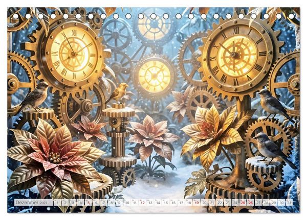 Produktbild: Der Garten der stillen Zahnr&auml;der - Ein Jahr zwischen Bl&uuml;ten, Mechanik und leiser Magie (Tischkalender 2027 DIN A5 quer), CALVENDO Monatskalender