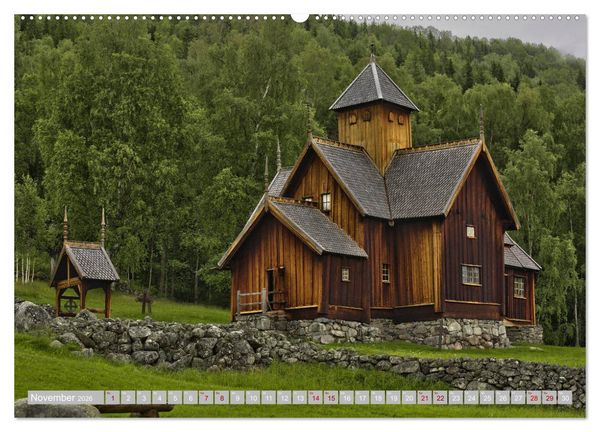 Produktbild: Norwegens Stabkirchen (Wandkalender 2026 DIN A2 quer), CALVENDO Monatskalender