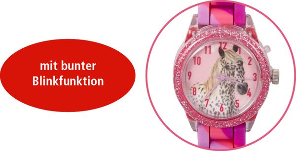 Produktbild: Armbanduhr - Pferdefreunde (mit bunter Blinkfunktion)