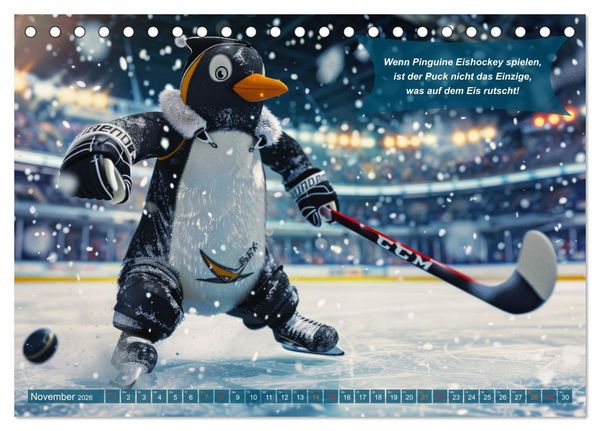 Produktbild: Der tierisch lustige Eishockey Kalender (Tischkalender 2026 DIN A5 quer), CALVENDO Monatskalender