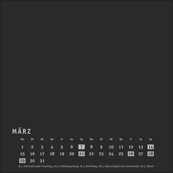 Produktbild: Premium-Bastelkalender schwarz klein 2027