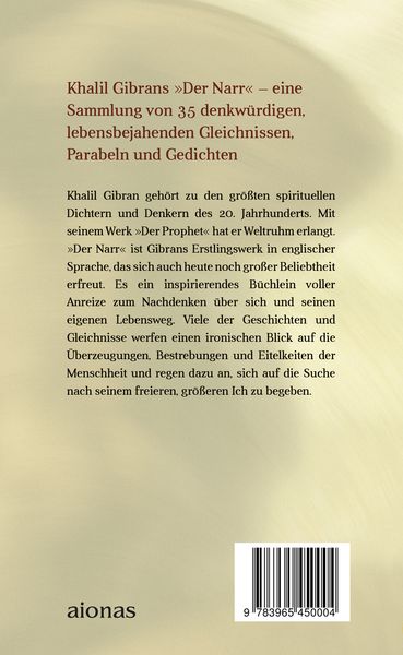 Produktbild: Der Narr. Khalil Gibran. Gleichnisse, Parabeln und Gedichte