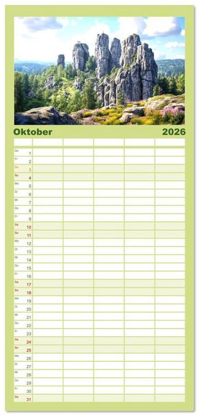 Produktbild: Familienplaner 2026 - Wandergl&uuml;ck - Momente der Freiheit in der Natur mit 5 Spalten (Wandkalender, 21 x 45 cm) CALVENDO