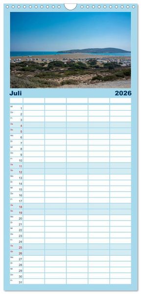 Produktbild: Familienplaner 2026 - Rhodos - Traumhafter S&uuml;den mit 5 Spalten (Wandkalender, 21 x 45 cm) CALVENDO