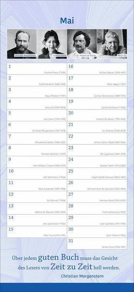 Produktbild: Der literarische Geburtstagskalender - Mit Geburtstagskindern und Zitaten