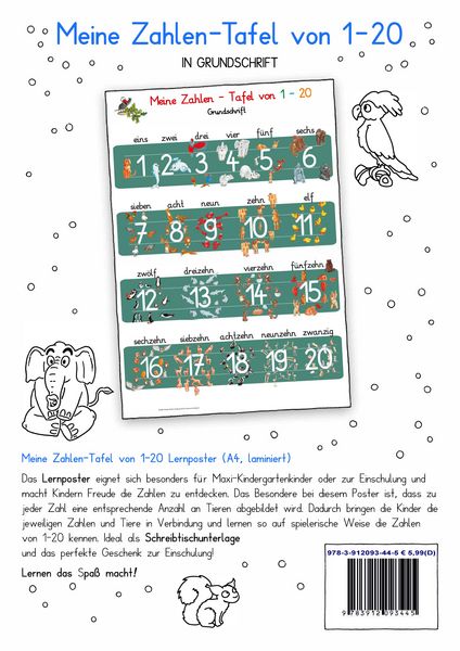 Produktbild: Meine Zahlen-Tafel von 1-20 Grundschrift