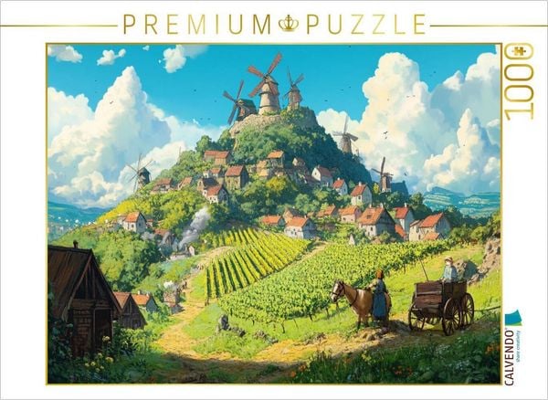 CALVENDO Puzzle Das Tal der Winde - Anime Landschaft | 1000 Teile Lege-Größe 64x48cm Foto-Puzzle für glückliche Stunden