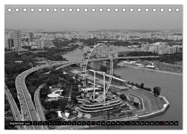 Produktbild: Singapur - Impressionen in schwarz - weiss (Tischkalender 2026 DIN A5 quer), CALVENDO Monatskalender