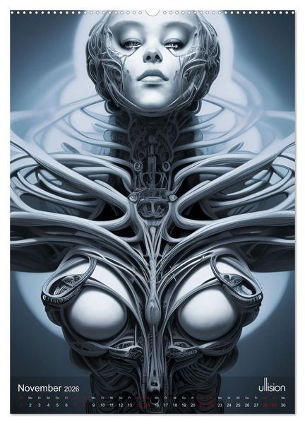 Produktbild: Biomechanic Portrait - Sch&ouml;nheit zwischen Mensch und Maschine (hochwertiger Premium Wandkalender 2026 DIN A2 hoch), Kunstdruck in Hochglanz