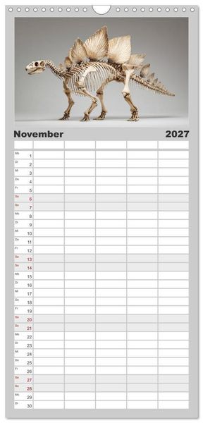 Produktbild: Familienplaner 2027 - Knochen der Giganten - Dinosaurier im Portr&auml;t mit 5 Spalten (Wandkalender, 21 x 45 cm) CALVENDO