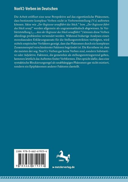 Produktbild: NonV2-Verben im Deutschen