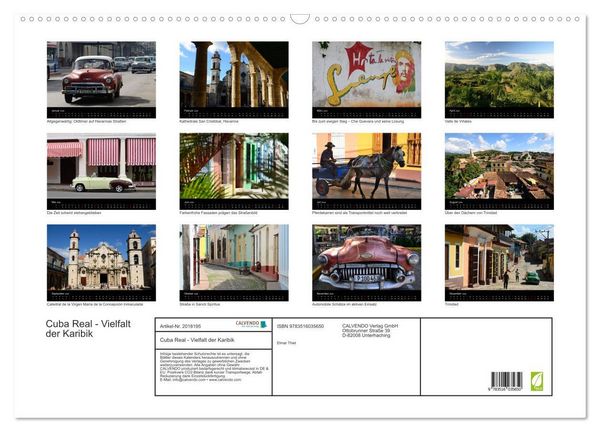 Produktbild: Cuba Real - Vielfalt der Karibik (Wandkalender 2026 DIN A2 quer), CALVENDO Monatskalender