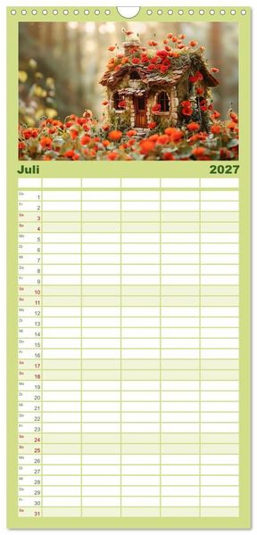 Produktbild: Familienplaner 2027 - Das kleine H&auml;uschen im Wald mit 5 Spalten (Wandkalender, 21 x 45 cm) CALVENDO