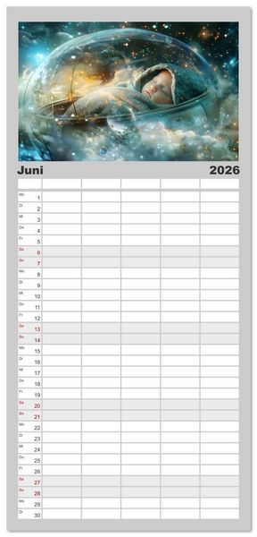 Produktbild: Familienplaner 2026 - Zwischen Sternenstaub und Stille mit 5 Spalten (Wandkalender, 21 x 45 cm) CALVENDO
