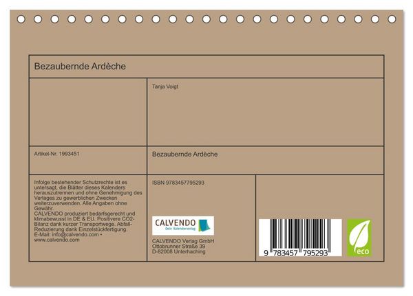 Produktbild: Bezaubernde Ard&egrave;che (Tischkalender 2026 DIN A5 quer), CALVENDO Monatskalender