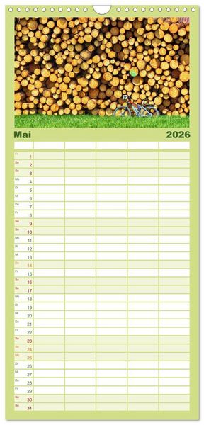 Produktbild: Familienplaner 2026 - Fahr mal wieder Fahrrad mit 5 Spalten (Wandkalender, 21 x 45 cm) CALVENDO