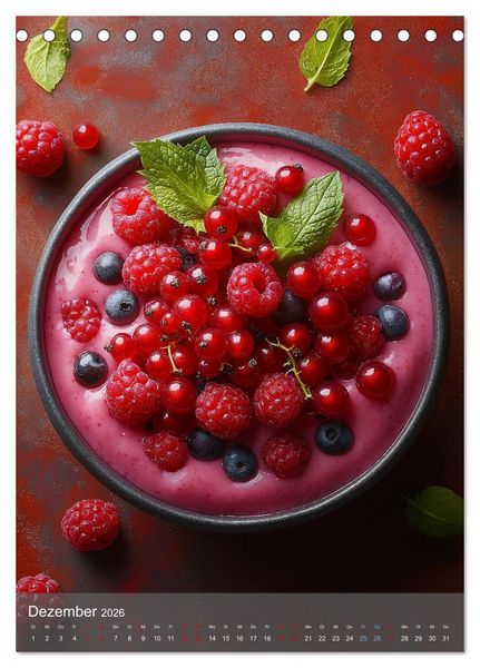 Produktbild: Smoothie Bowls - frisch und fruchtig durchs Jahr (Tischkalender 2026 DIN A5 hoch), CALVENDO Monatskalender